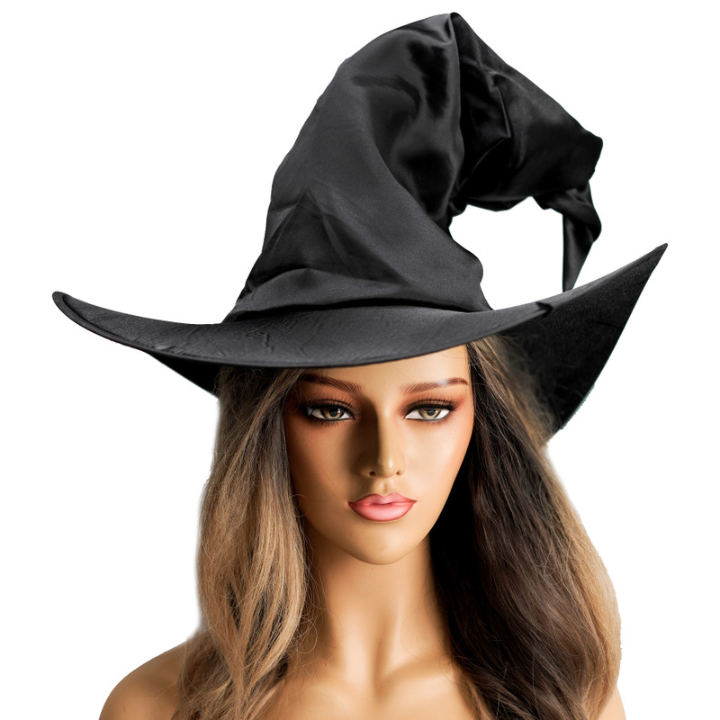 Black Witch Hat Ruched Cosplay Halloween Costume Tall Hat
